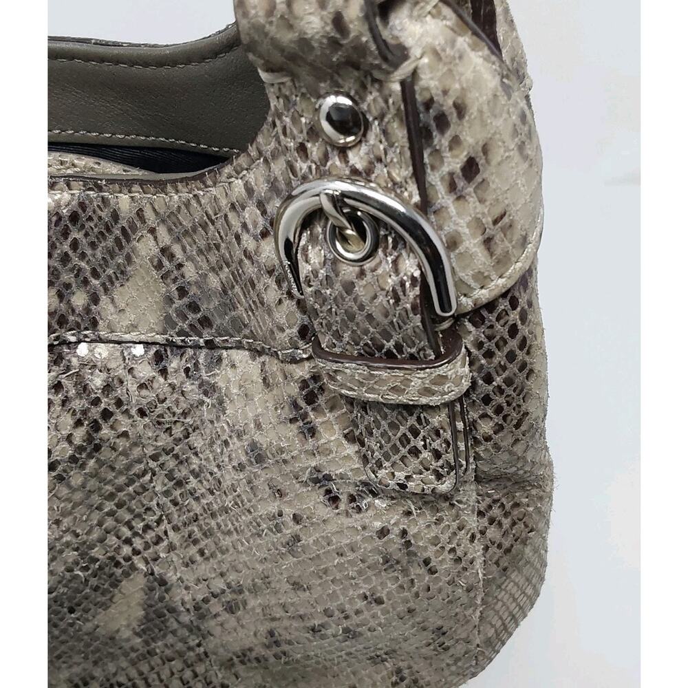 Coach Python Print Leather Hobo Shoulder Bag Gray Snake Embossed Purse - Picture 3 of 10
